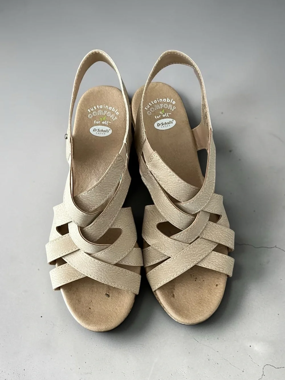 Dr. Scholl’s Everlasting Beige Espadrille Wedge Sandals Size 8